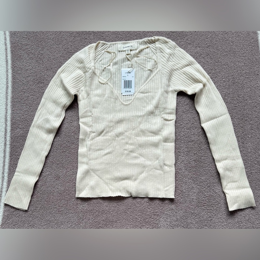 l*Space - Camryn Top - Cream Ribbed - TAPIOCA